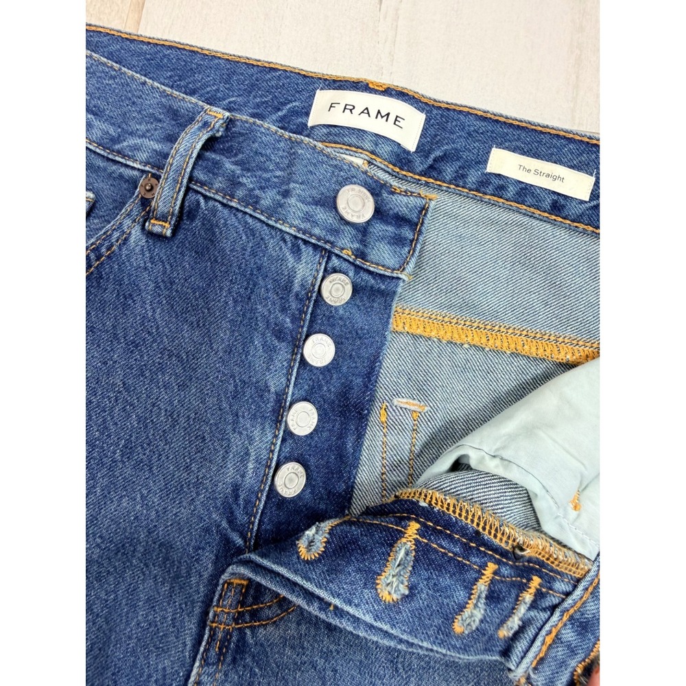 Frame The Straight Jeans 30 Dreamy Blue Button Fly LMHST510 Mens Denim - Picture 4 of 10